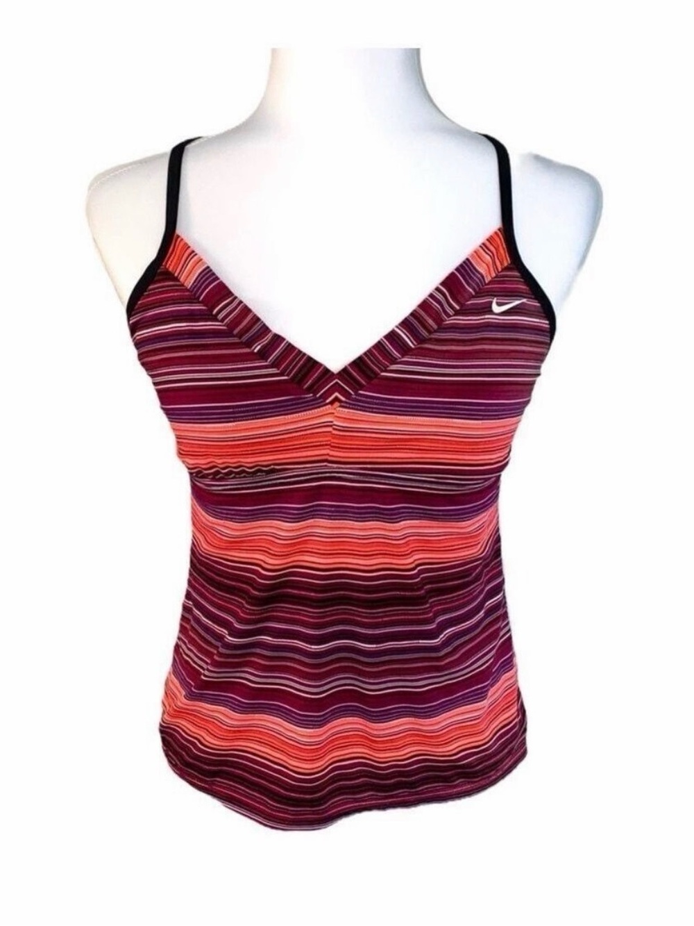 Vintage Nike Y2K Multicolor Striped Workout Tank Top